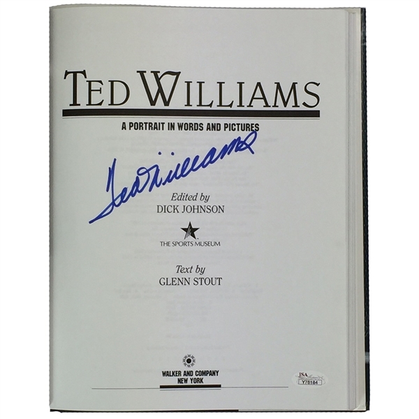Ted Williams Autographed Book "Ted Williams: A Portrait in Words and Pictures" (JSA COA)