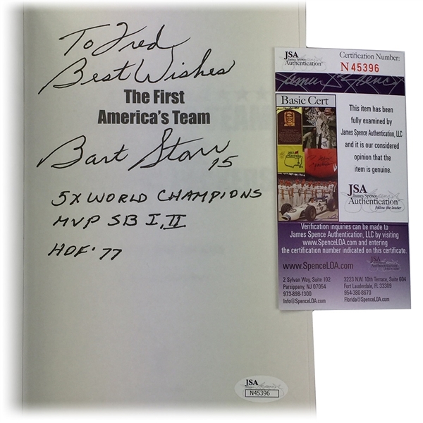 Bart Starr Autographed & Inscribed Book "The First Americas Team" (JSA COA)