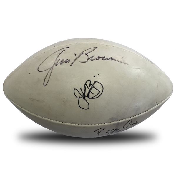Jim Brown, Roger Craig, Cliff Branch Autographed Football (JSA COA)