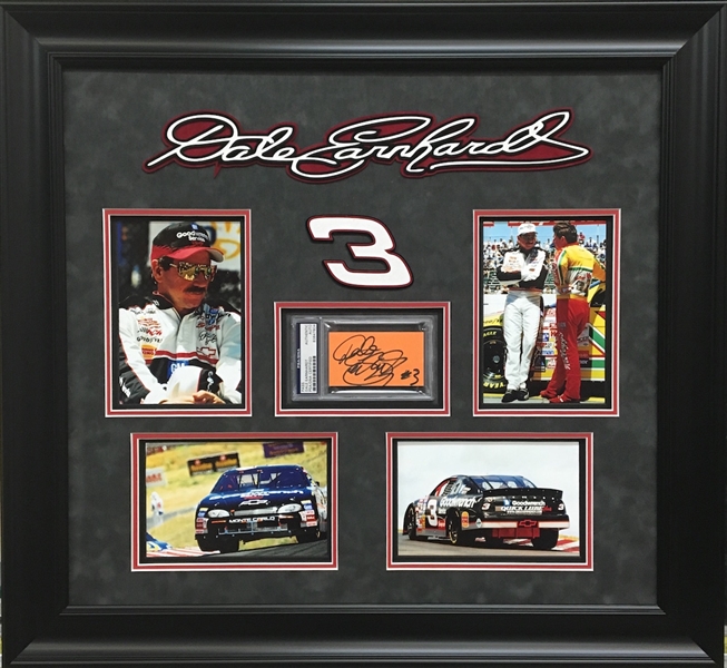 Dale Earnhardt Autographed & Framed Display (PSA Authenticated)