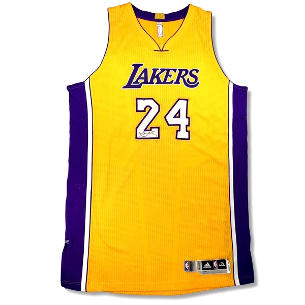 Kobe Bryant 2014-15 Los Angeles Lakers Game Worn & Autographed Home Jersey (Photo Match, DC Sports LOA)