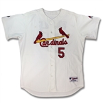 Albert Pujols 2007 Autographed Game Worn St. Louis Cardinals Jersey - Good Wear (06 World Series Patch, JSA LOA)