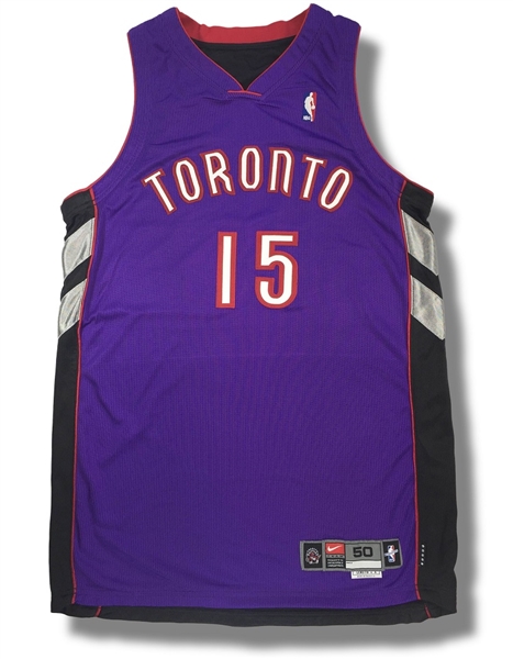 Vince Carter 1999-00 Toronto Raptors Game Worn & Autographed Jersey (JSA LOA, Infinite Auctions LOA)