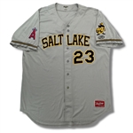 Mike Trout Game Worn Salt Lake BEES Minor League Grey Jersey (Great Use, Team LOA)