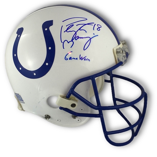 Peyton Manning 2001 Indianapolis Colts Game Used & Autographed Helmet (UD LOA & Redemption Card, Perfect Style Match)