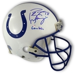 Peyton Manning 2001 Indianapolis Colts Game Used & Autographed Helmet (UD LOA & Redemption Card, Perfect Style Match)