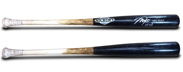 Mike Trout 2015 Game Used and Signed MT27 Old Hickory Bat (PSA GU 10!, Anderson Authentics LOA)