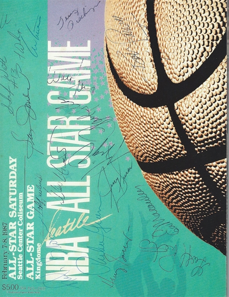 1987 NBA All-Star Game Program Autographed by 17 NBA Legends Game Players (Beaty Collection LOA)