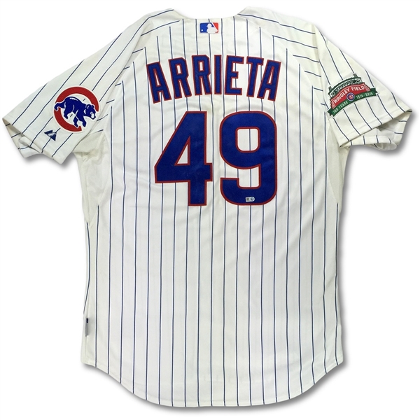 Jake Arrieta 2014 Chicago Cubs Game Worn Jersey - 1st Career Shutout, Complete Game One Hitter (MLB Auth)