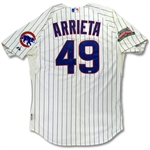 Jake Arrieta 2014 Chicago Cubs Game Worn Jersey - 1st Career Shutout, Complete Game One Hitter (MLB Auth)