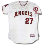 Mike Trout 2015 Anaheim Angels Game Worn & Autographed Home Run Jersey (HR #34 Inscription, MLB Auth)