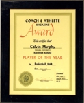 Calvin Murphys Niagra University Player of the Year Award Plaque (Murphy LOA)