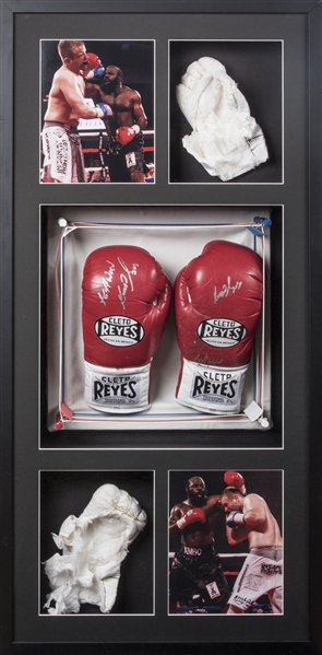 Kimbo Slice Fight Worn & Signed Gloves w/Unique Boxing Ring Shadow Box Display (PSA/DNA) 
