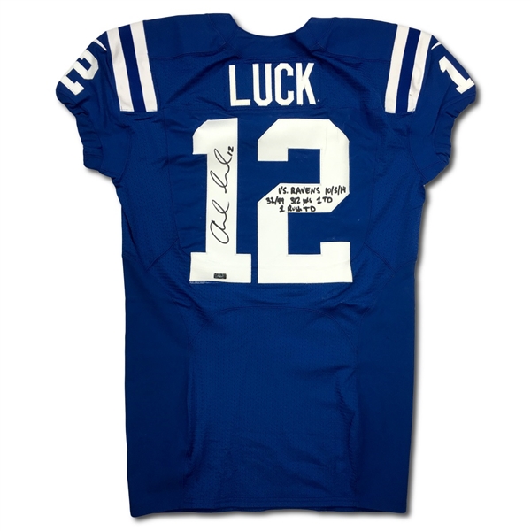 Andrew Luck 2014 Indianapolis Colts Game Used & Signed Jersey - 312 Yards, 2 TDs! - Photo Matched (Panini COA)