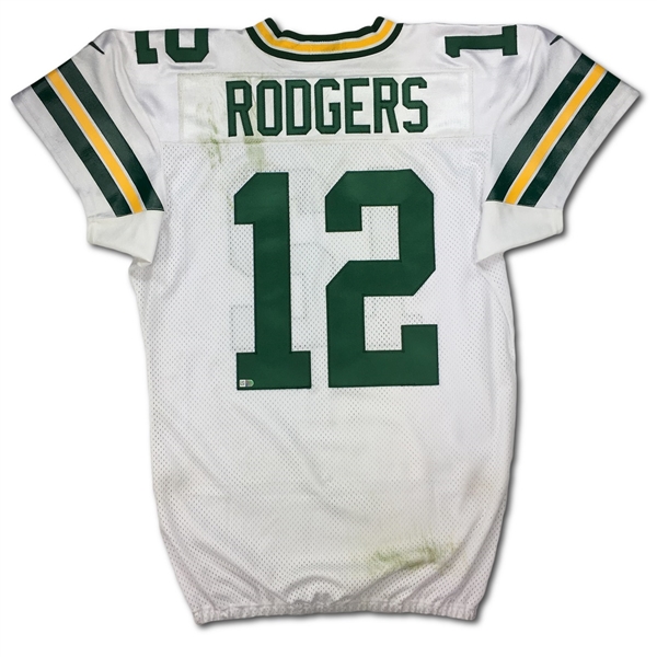 Aaron Rodgers 2016 Green Bay Packers Game Used Road Jersey - MNF Victory (Fanatics, Meigray Photo Match LOA)