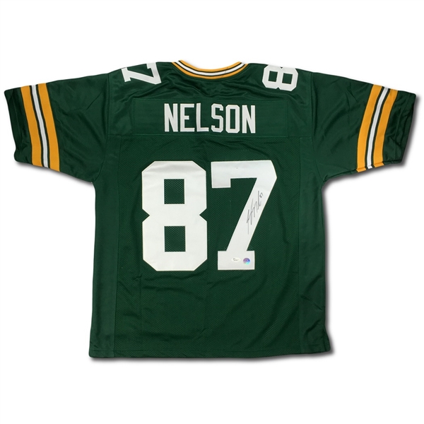 Jordy Nelson Signed Green Bay Packers Green Home Jersey (JSA, Signing Photo)