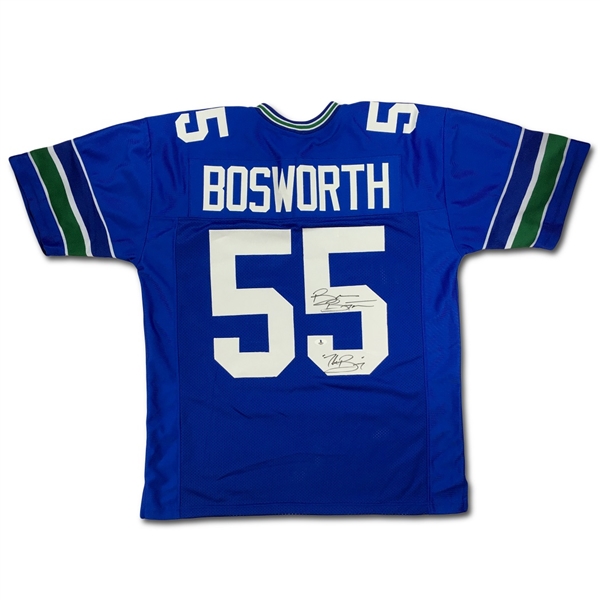 Brian Bosworth Signed Seattle Seahawks Blue Home Jersey - "The Boz" Inscription (Beckett COA)