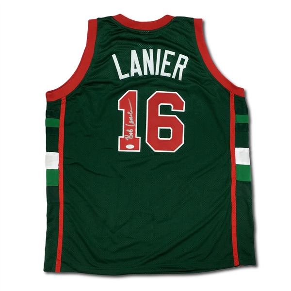 Bob Lanier Signed Milwaukee Bucks Road Green Jersey (JSA)