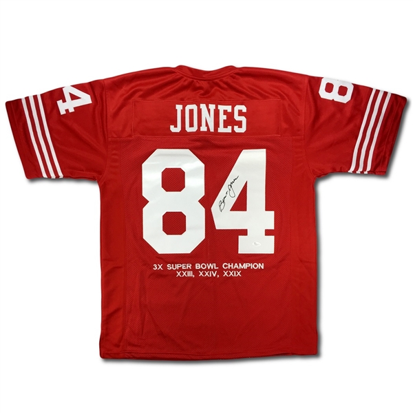 Brent Jones Signed San Francisco 49ers Red SB Stat Jersey - (JSA COA)