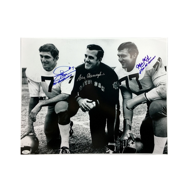 Joe Theismann, McCoy Ara Parseghian Signed Notre Dame 16x20" Photograph (JSA)