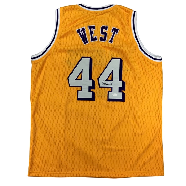 Jerry West Signed Los Angeles Lakers Gold Home Jersey (JSA)
