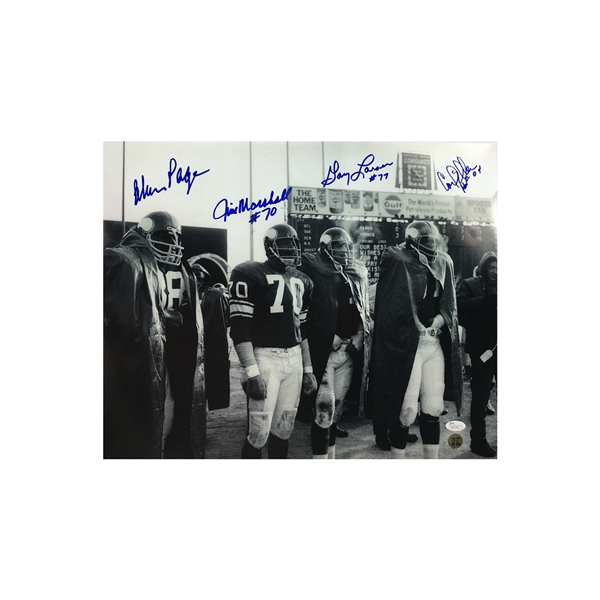 Purple People Eaters Signed 16x20" Photograph - Gary Larsen, Alan Page, Carl Eller & Jim Marshall (JSA)