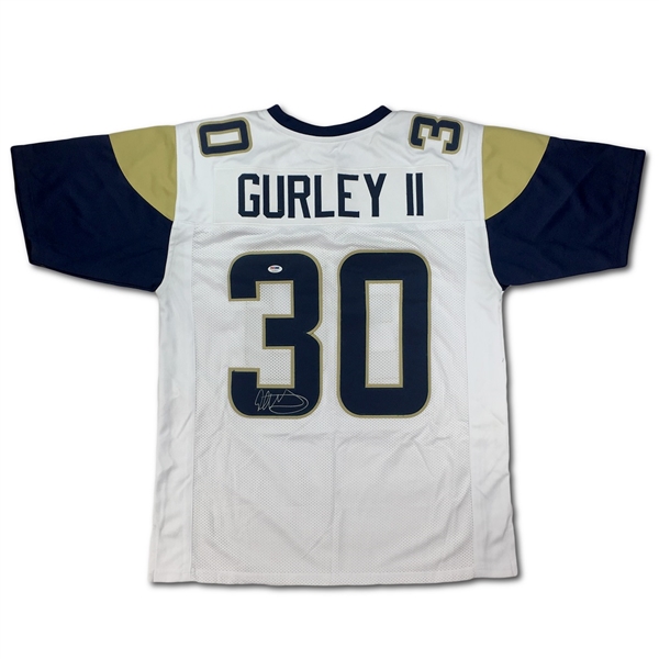 Todd Gurley Signed Los Angeles Rams White Road Jersey (PSA)