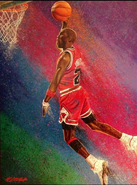 Michael Jordan 30x40" Limited Edition #d Art Embellished Print by Legendary Artist Bill Lopa