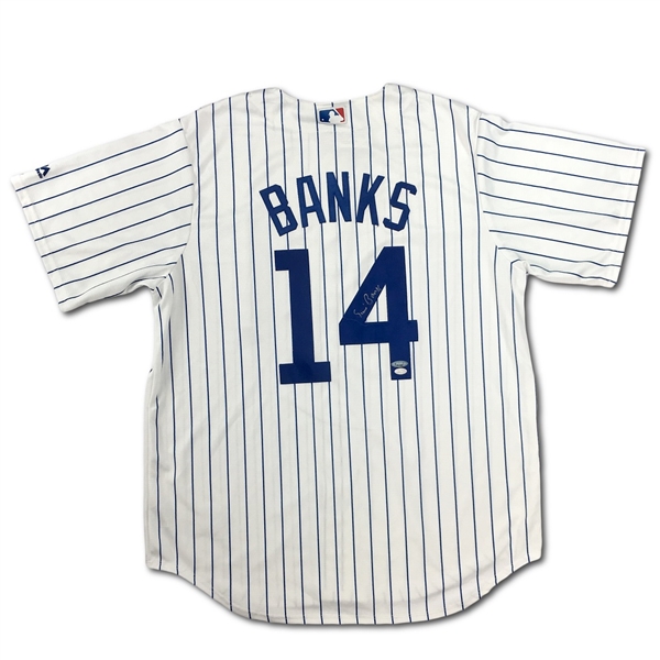 Ernie Banks Signed Chicago Cubs Licensed Replica Pinstripe Jersey (Tristar/Player Holo)