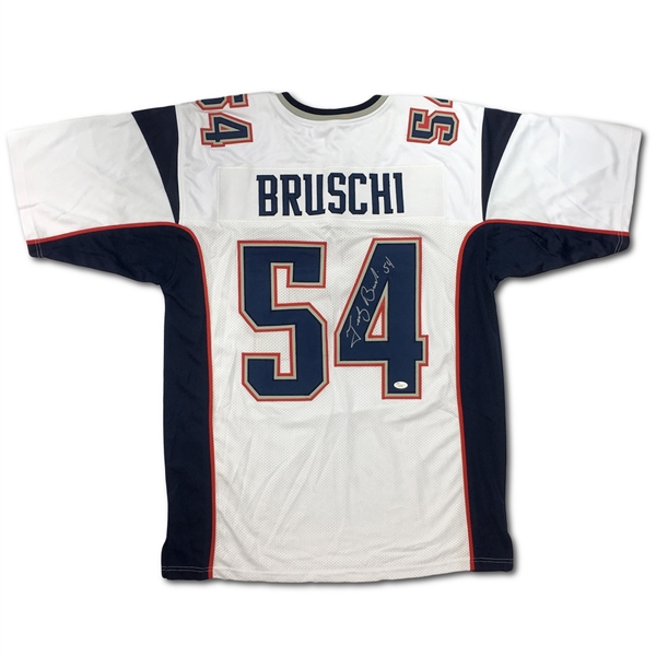 Tedy Bruschi Signed New England Patriots Custom White/Road Jersey (JSA LOA)