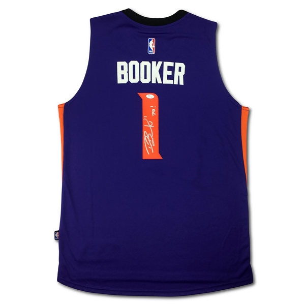 Devin Booker Signed Phoenix Suns Purple Road Jersey Inscribed "70!" (JSA)