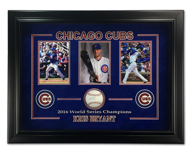 Kris Bryant Signed Baseball w/Chicago Cubs 16x19" Shadow Box Display (JSA)