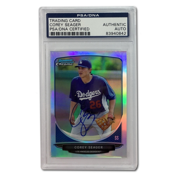 Corey Seager Signed 2014 Bowman Chrome Refractor Rookie - Slabbed (PSA) 
