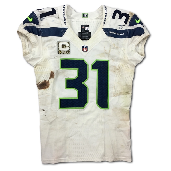 Kam Chancellor 11/16/2014 Seattle Seahawks Game Used Jersey - w/Camo Patch, Bloody - Photo Matched (NFL Auctions)
