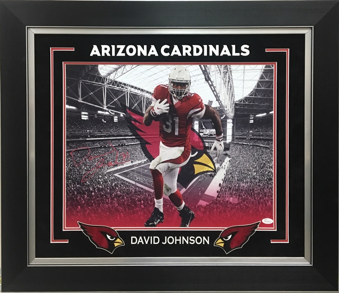 David Johnson Signed Photograph w/Framed Arizona Cardinals Display (JSA)
