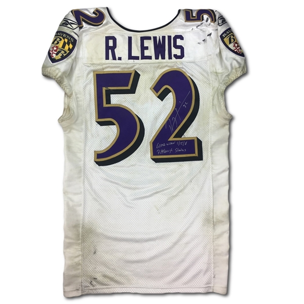 Ray Lewis 1/15/2011 Baltimore Ravens Game Used & Signed Playoff Jersey - Photo Matched (RGU,Meigray,Ravens LOA)