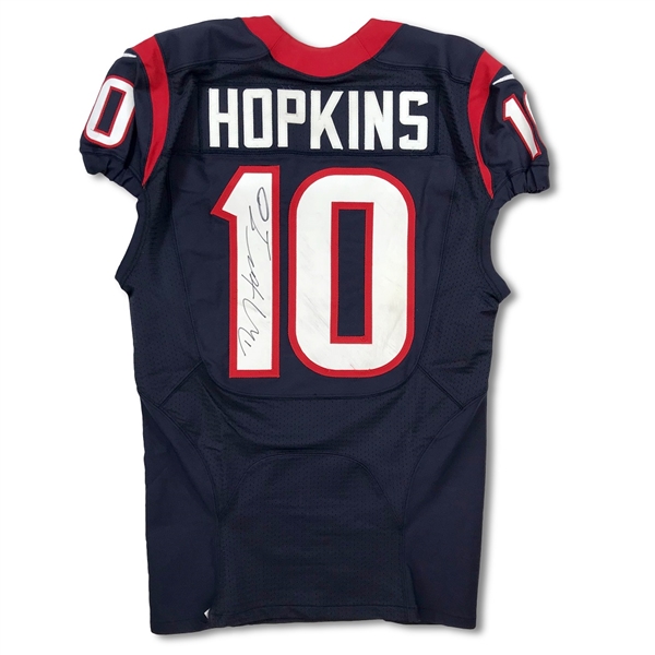 DeAndre Hopkins 10/16/2016 Houston Texans Game Used & Signed Home Jersey - Photo Matched (NFL/RGU LOA)