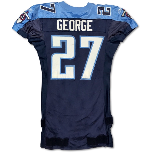 Eddie George 2001 Tennessee Titans Game Used Home Jersey - 2 Games, 2 TDs, Repairs, Photo Matched (RGU LOA)