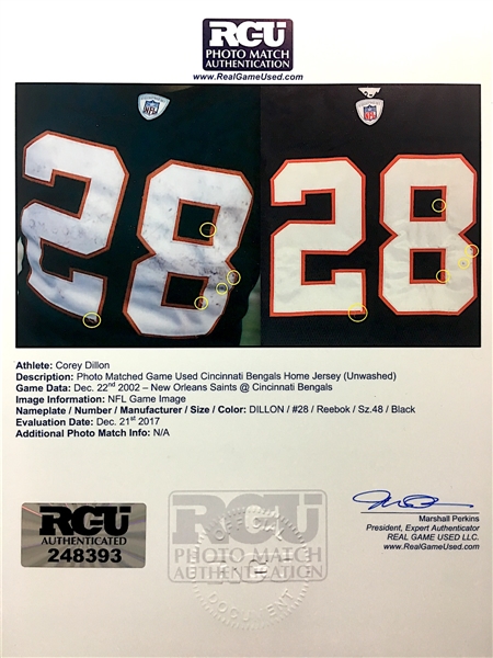 cincinnati bengals game worn jerseys