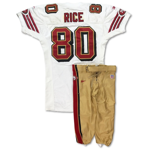 Jerry Rice 1998 San Francisco 49ers Game Used Jersey & Pants - Incredible Use (Miedema LOA)