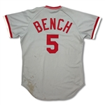 Johnny Bench 1975 World Series Cincinnati Reds Game Used & Signed Road Jersey - Photo Matched (RGU/Miedema/Hunt)