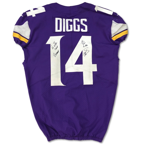 Stefon Diggs 9/24/2017 Minnesota Vikings Game Used & Signed Home Jersey - 173yds 2TDs! Photo Matched (RGU LOA)