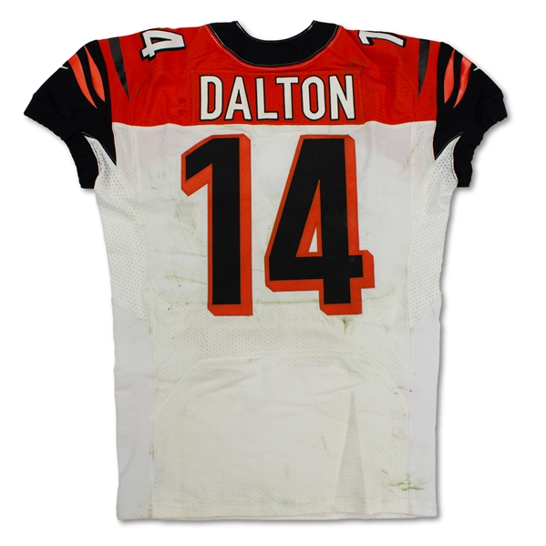 Andy Dalton 12/15/13 Cincinnati Bengals Game Used Road Jersey - Unwashed, Photo Matched (RGU,Pro Shop Tag)