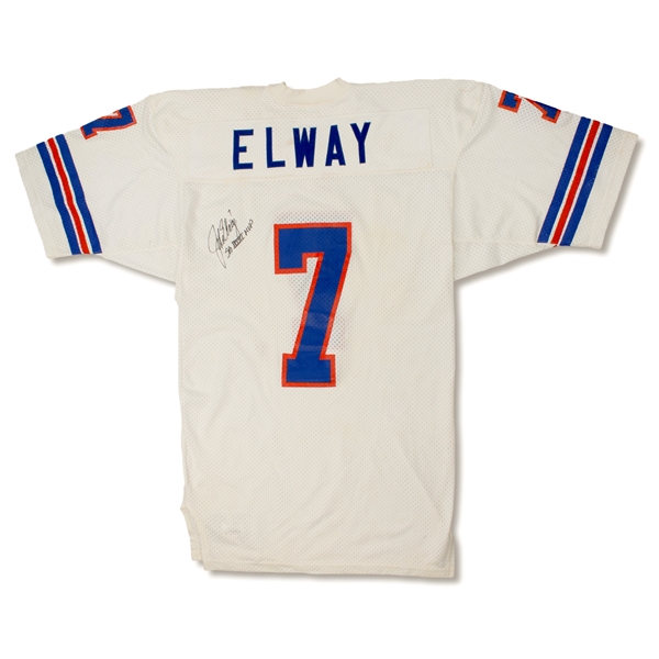 John Elway 1985-86 Denver Broncos Game Used & Signed Road Jersey (MEARS A9)