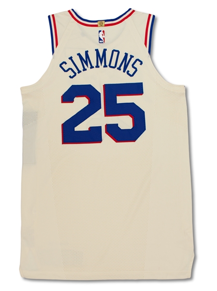 Ben Simmons 2017-18 Philadelphia 76ers Game Used Rookie Jersey - 2 Games! Photo Matched (Fanatics)