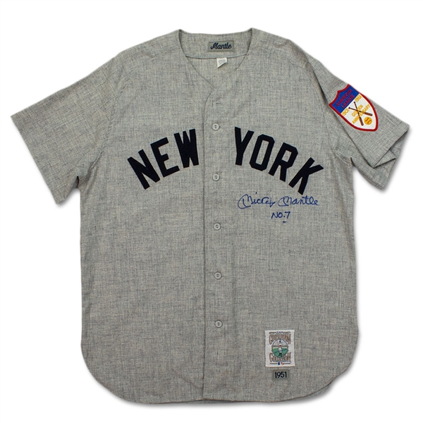 Mickey Mantle Signed & Inscribed Authentic Throwback New York Yankees Road Jersey (UDA/PSA)