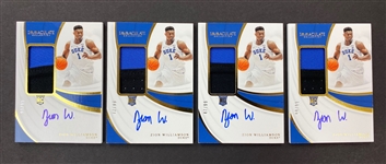 (4) Zion Williamson 2019-20 Panini Immaculate Rookie Auto Patch #d to 99