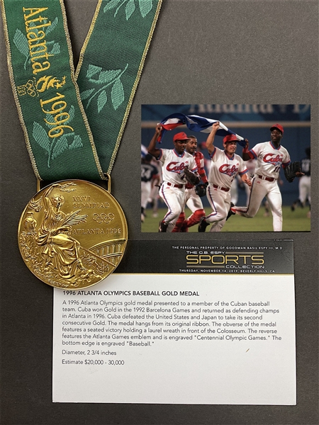 1996 Atlanta XXVI Summer Olympic Games - Baseball Gold Medal (Cuban Baseball Team)