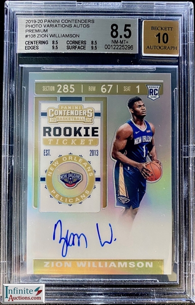 Zion Williamson 2019-20 Contenders Premium Optic Variation Rookie Ticket Auto - BGS 8.5 - Short Printed /20? Only 6 Cards Graded by BGS