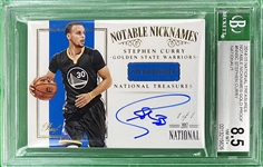 Stephen Curry 2014-15 National Treasures "Notable Nicknames" Signed Card #NN-SC - BGS NM-MT 8.5 - STamped "1 of 1 2017 National"